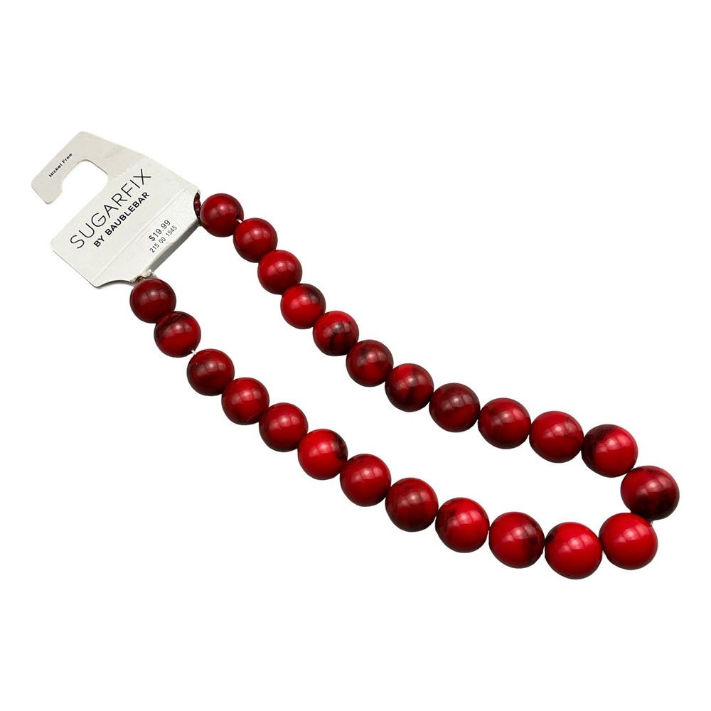 Sugarfix by Baublebar Red Marbled Bead Statement Necklace Nickel Free NWT